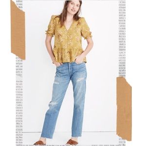 Madewell Courtyard Ruffle Hem Top Butterfly yellow
